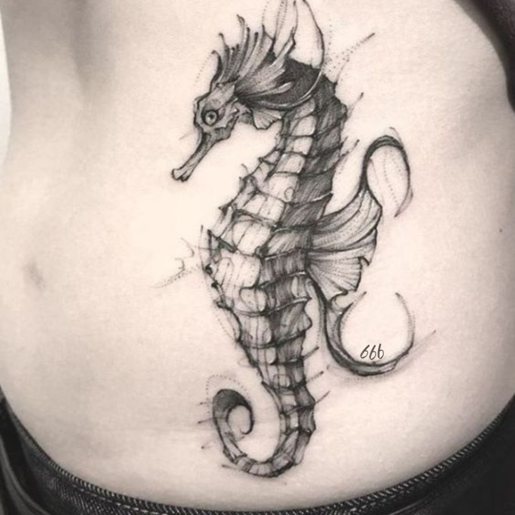 666 Tattoo meaning Seahorse